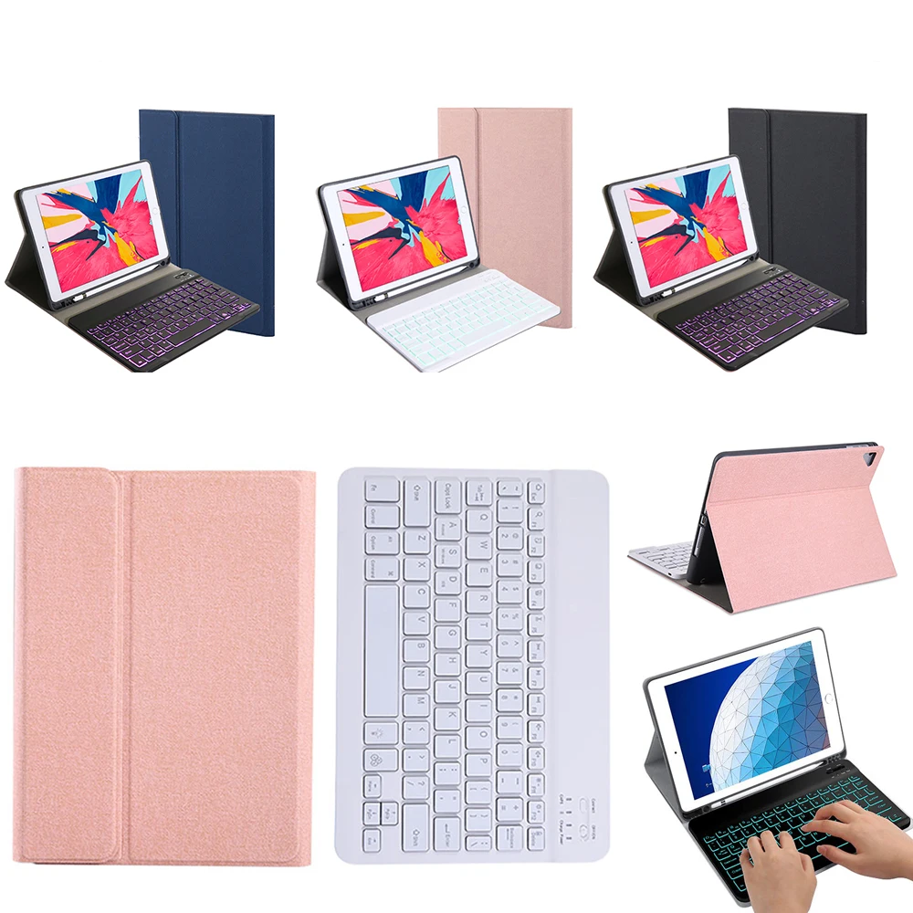 

US Backlit Keyboard Case For iPad Air 3 iPad Pro 10.5 (2017) Tablet Case with Pen Holder Bluetooth keyboard Leather Tablet Coque