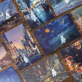 

30 Sheets Good Night With You Luminous Postcard DIY Greeting Cards Message Card Xmas and New Year Gift