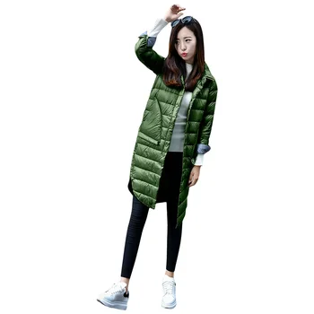 

Wipalo 2019 Warm Winter Fashion Turn-Down Collar Long Sleeve Button Design Pure Color Women Down Jacket Women Light Down Parkas