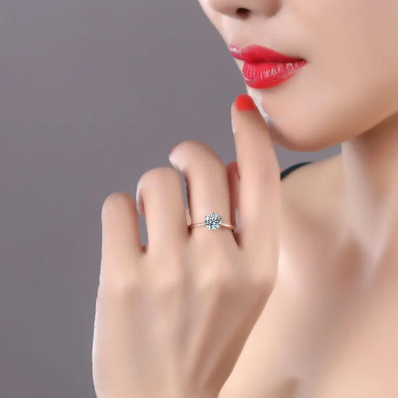 BOEYCJR пользовательские классические 18k 750Au золото 1ct D Цвет VVS Moissanite обручальное кольцо с бриллиантом с национальным сертификатом для женщин