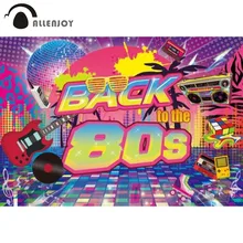 Allenjoy Back to the 80's Theme Party Background Disco Vintage Birthday Colourful Hip Hop Rock Punk Neon Photography Backdrop