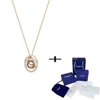 

SWA 2019 New Smart Rotating Round Rose Gold Clavicle Necklace Fashion Unique Lady Jewelry Send Girlfriend Anniversary Love Gift