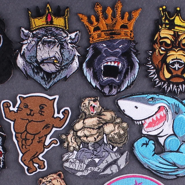 Parche bordado Punk, insignias de parches de animales para ropa, Parche de  oso y tiburón, parches para planchar en la ropa, apliques de rayas,  decoración - AliExpress