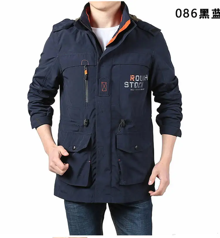 Куртка-бомбер мужская осенне-зимняя водонепроницаемая куртка в Военном Стиле с несколькими карманами ветровка мужская куртка с капюшоном