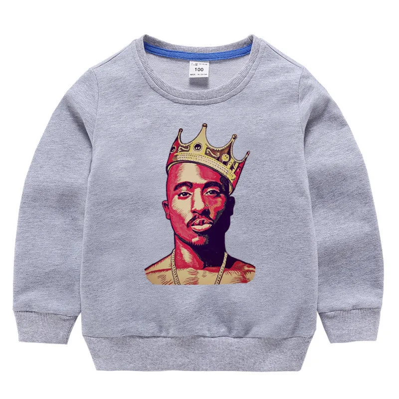Детские хлопковые толстовки с капюшоном в стиле хип хоп принтом 2pac хлопковый