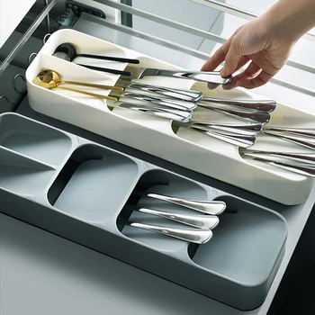 

Plastic Knife Block Holder Drawer Knives Forks Spoons Storage Rack Knife Stand Cabinet Tray Kitchen Cultery Organizer