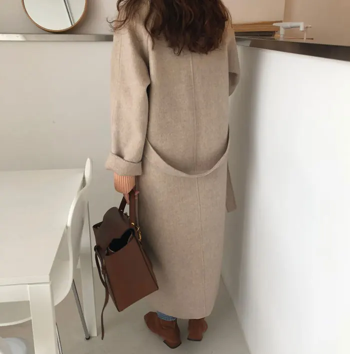 Женское корейское зимнее длинное пальто, верхняя одежда, пальто свободного размера плюс, кардиганы с длинным рукавом, манто Femme Hiver, элегантное
