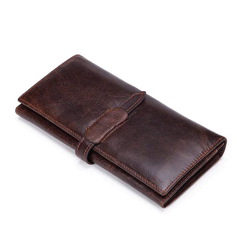 

Fashion retro luxury natural genuine leather men's and women's universal multi-function long wallet Multiple card slots wallet