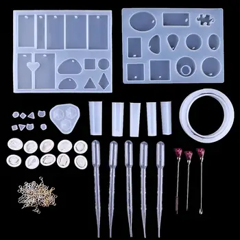 

Silicone Mold Combine DIY Jewelry Making Epoxy Resin Molds Tool Geometric Mirror Crafts Handmade Pendant Cake Decoration 11 Sets