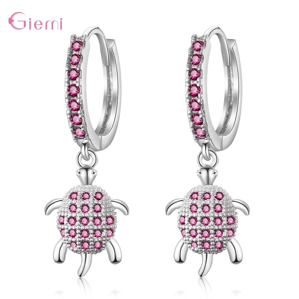 

Anti-allergic 925 Sterling Silver Fashion Stylish Stunning Crystal Tortoise Drop Earrings For Woman Lady Birthday Jewelry