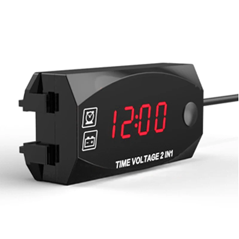 

6-30V LED Time Voltage 2 in1 IP67 Waterproof and Dustproof Electronic Meter Voltage tester Voltmetro Multifunction