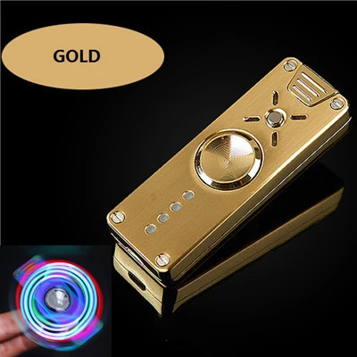 Gold 4 Led ручной Спиннер электрическая зажигалка с подключением к USB забавная сигарета электронная двойная дуга Зажигалка перезаряжаемая игрушка Спиннер мужской подарок - Цвет: Gold