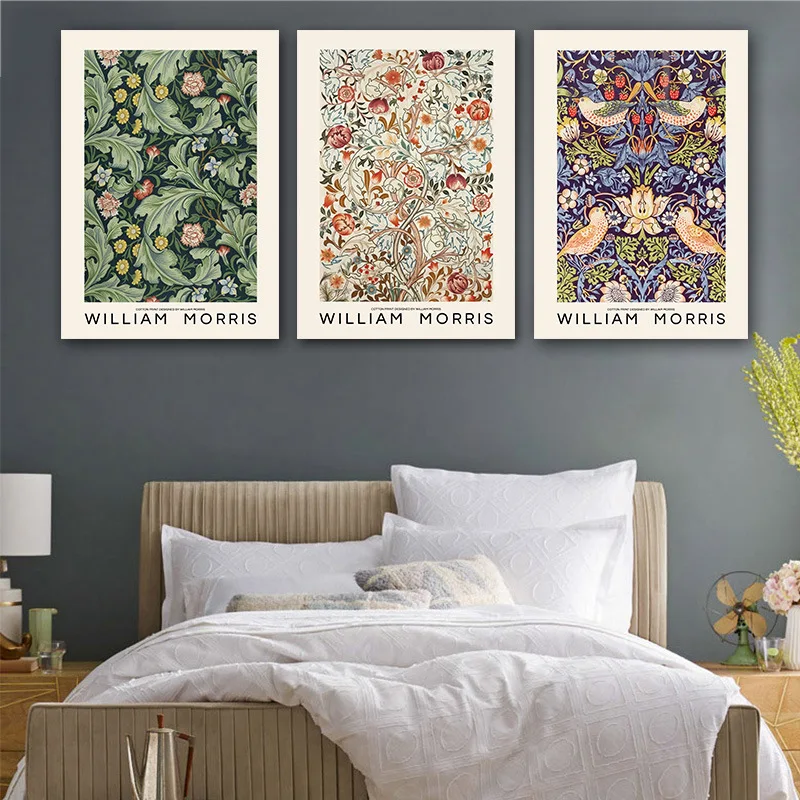 William Morris Flowers Leaves Posters Canvas Painting Gallery Wall Art Prints Vintage Pictures for Living Room Home Decor | Дом и сад