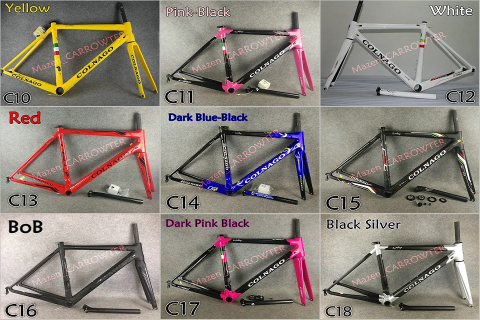 Flash Deal Blue Black Colnago C64 carbon road frames Handlebar Saddle Bottle cages 50mm carbon wheels 44