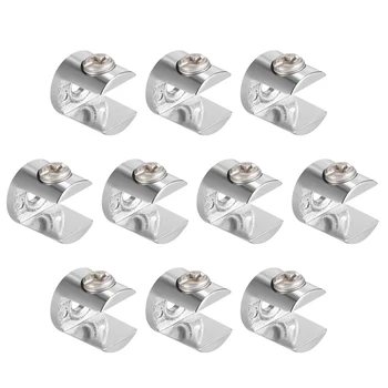 

uxcell Glass Shelf Brackets - Adjustable Zinc Alloy Glass Clamp Clip Holder for 8-10mm Thick, Type-02, 10 Pcs