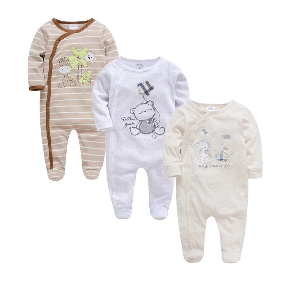 2024 2/3 pcs set Baby Rompers 0-12 months Cotton Autumn Winter Overalls Cartoon Print Newborn Clothes Infant Toddlers Jumpsuit images - 6