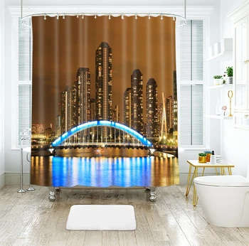 

3d European Architecture and Seascape Shower Curtains Waterproof Thickened Bath Curtains for Bathroom Customizable