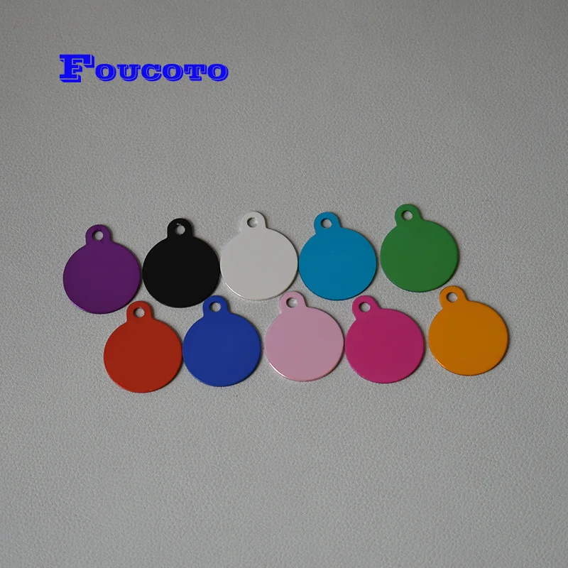 200pcs metal dog id tags blank dog tags round shape aluminum nameplate engraved name phone logo pet collar harness pendant