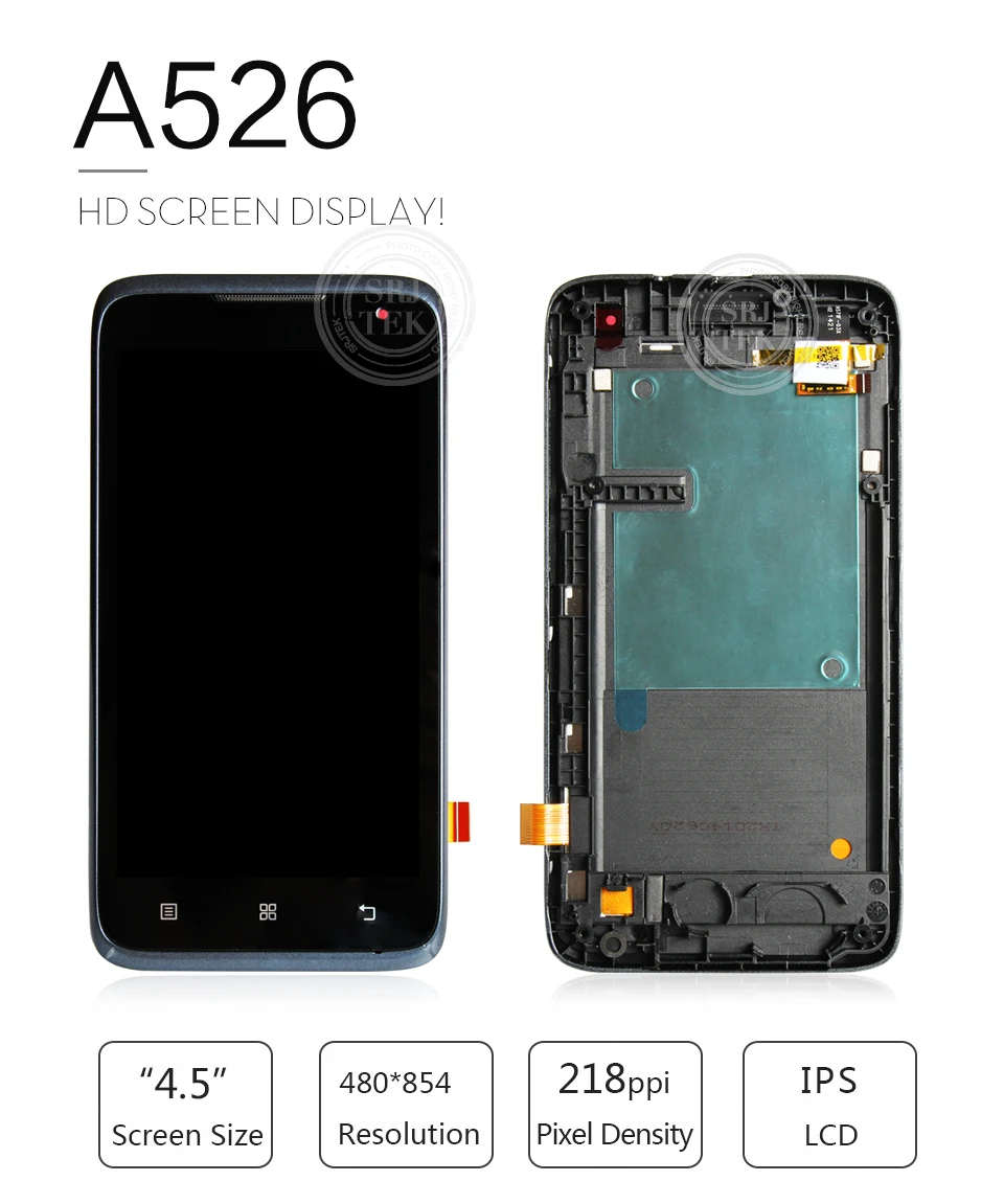 SRJTEK 4,5 ''для lenovo A526 дисплей для lenovo A526 ЖК Матрица дигитайзер стекло с рамкой для lenovo A526 сенсорный экран ЖК