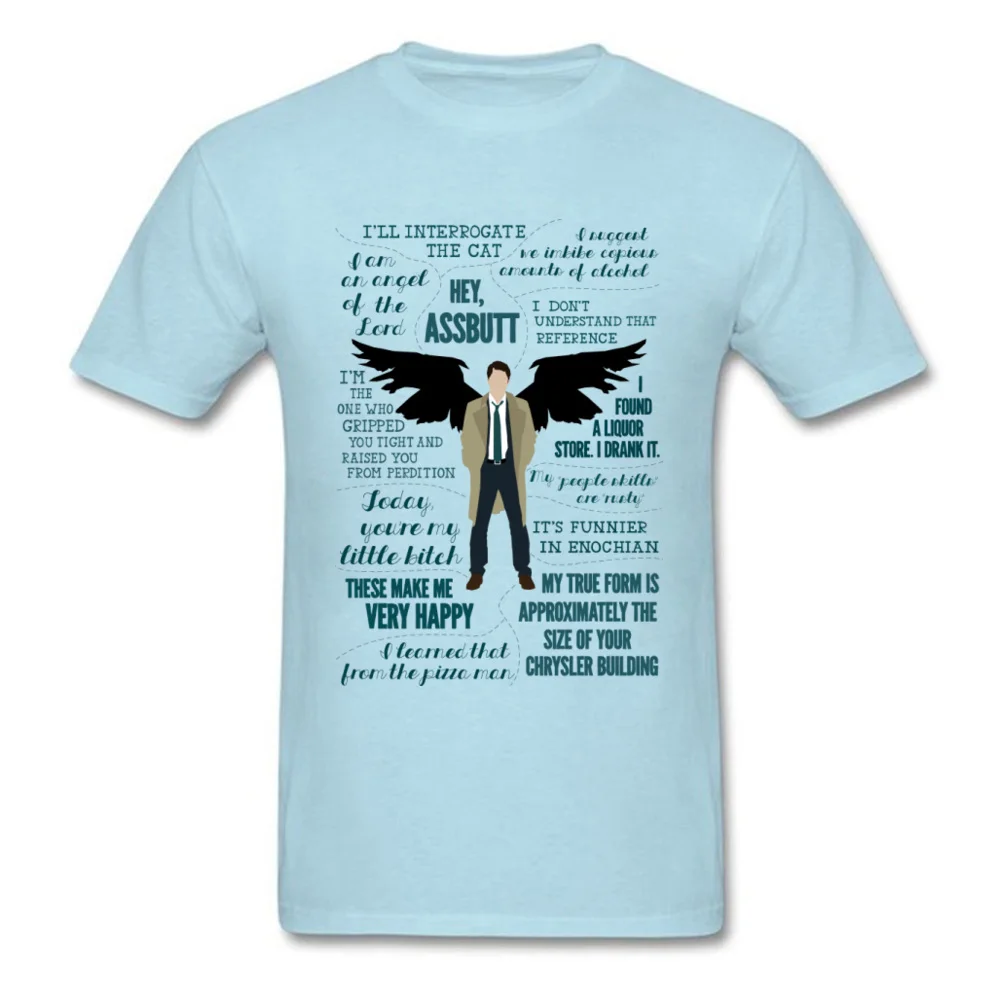 Latest Mens T Shirt Castiel_-_Story_line_5753 Custom Tees 100% Cotton Short Sleeve Casual Tees Round Neck Top Quality Castiel_-_Story_line_5753 light