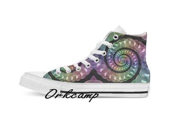 

Vinyl LP Record Vortex Metallic Rainbow Spiral Custom Casual High Top lace-up Canvas shoes sneakers Drop shipping