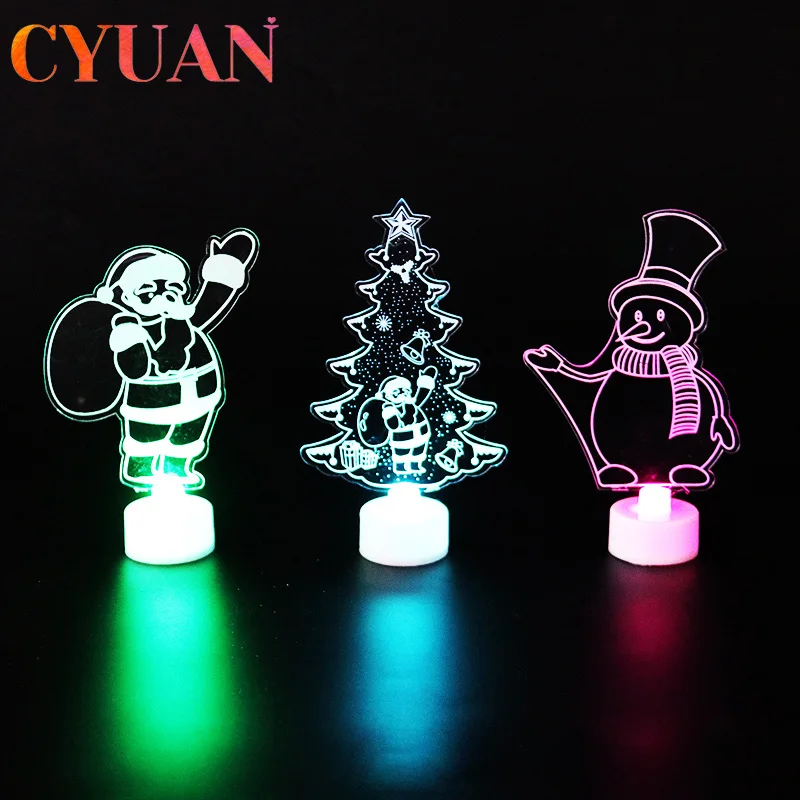 

CYUAN 1pcs Christmas Decoration For Home Merry Christmas LED Light Christmas Tree Ornaments Pendant Christmas Santa Claus Light