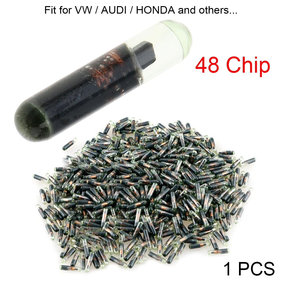 ID48 Glass Blank Chip Auto ignition Car Key Transponder Chip Replacement Fit for VW-AUDI-HONDA Cars Vehicle Truck