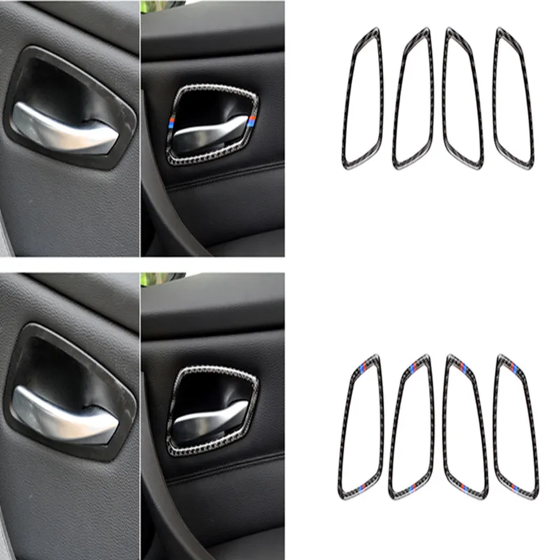 

Car Interior Door Handle Frame Trim Carbon Fiber Stickers Decoration Car Styling for BMW E90 3 Series 320i 325i 318i 2005-2012