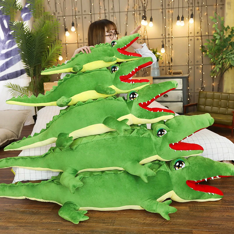 グリーンクロコダイルぬいぐるみ口オープンかわいいロングテールワニぬいぐるみワニぬいぐるみ子供の誕生日ギフト Aliexpress