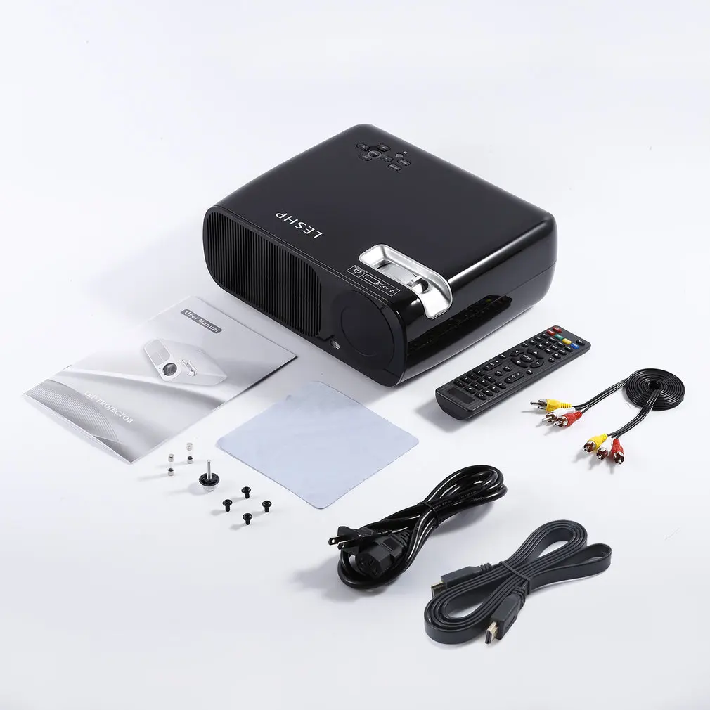 

White & Black LED Video Projector 2600 Lumens 800*480 Resolution Office 1080P HD Home Cinema Theater Projector for PC Laptop