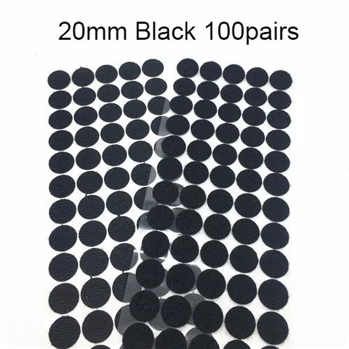 20mm Balck 100pairs 10/15/20/25/30 мм Розовый Круглый сильная самоклеящаяся крепежная лента в горошек нейлон крюк и петля клей крепление Magic Стикеры 100 пар - Цвет: 20mm Balck 100pairs