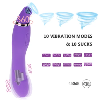 Clit Sucker 10 Suction Modes Double Vibrator Oral Licking Dildo Vibrator Sex Toys for Women Clitoris Stimulator Nipple Sucker 3