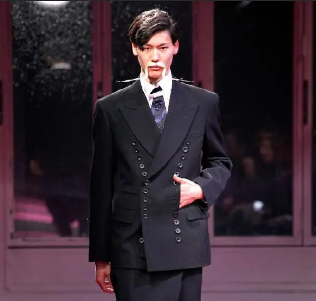 S-6XL! мужской костюм двубортный большой отворот подиума стиль - Цвет: A single piece suit
