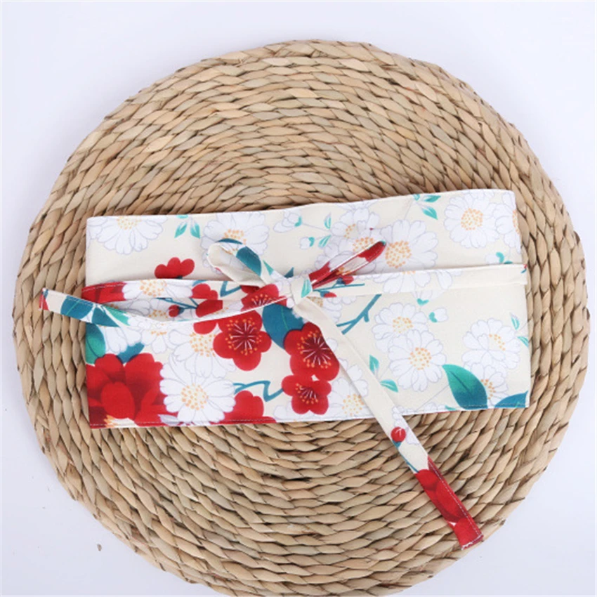 Japanese Style Women Kimono Dress Belt Floral Crane Haori Obi Dresses Men Waistband Traditional Ukiyo-e Streetwear Accessories