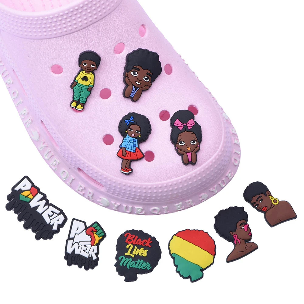 1PCS Soft PVC Croc Shoe Charms Black Kid Accessories Deecoration Black 