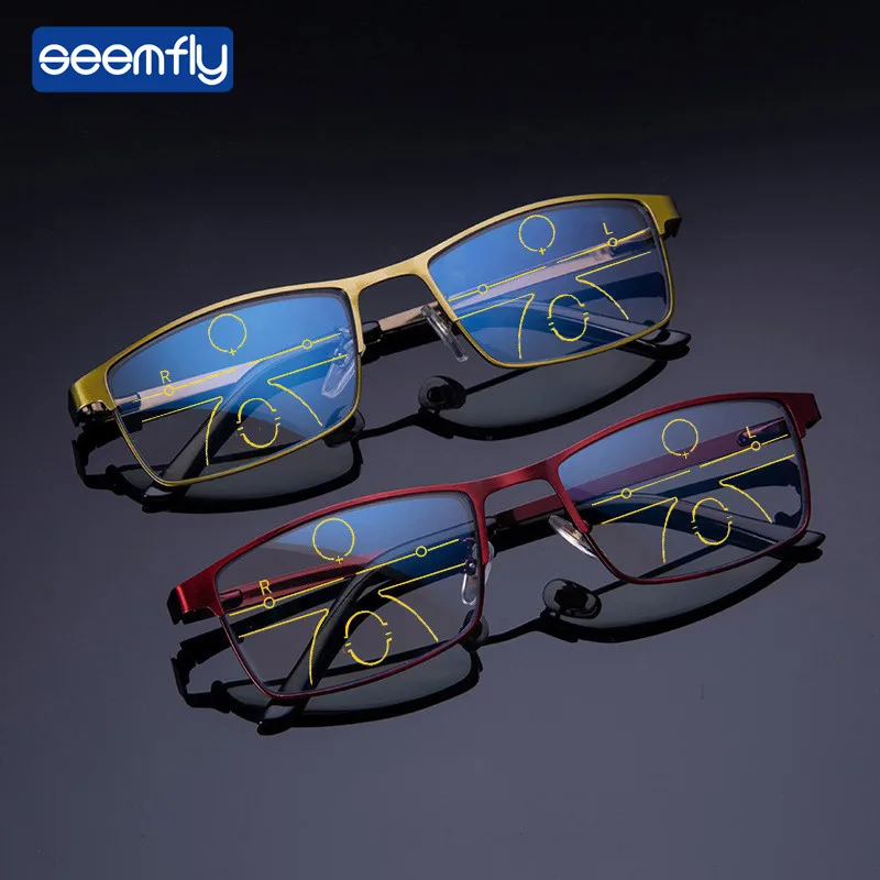 

Seemfly Progressive Focus Reading Glasses Myopic Lens Men And Women's Anti-Blue Dual-use Glasses Anti-Radiation Read Glasses