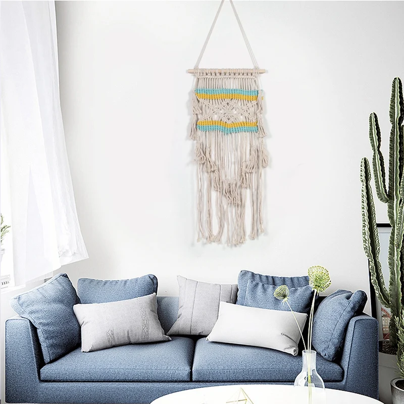 

Macrame Woven Tapestry Wall Hanging Boho Chic Bohemian Home Geometric Art Decor Beautiful Apartment Dorm Room Decoration
