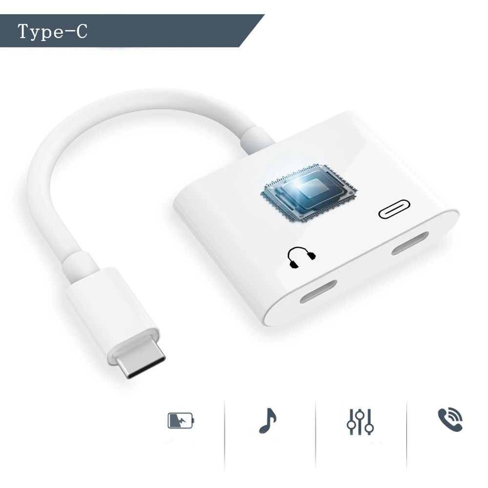 Adapter Type c Male Cable to Dual Type c Female Converter Jack Headphones Charging Port Converters Mobile Phone Adapter