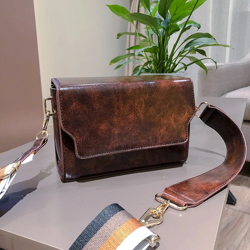 

Women's Bag Women's 2018 New Style Flow Korean-style Retro Wide-Strap Square Sling Bag Simple-Style Crossbody Bag