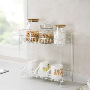 

2 Layers Kitchen Organizer Shelf Metal Spice Seasoning Bottle Racks