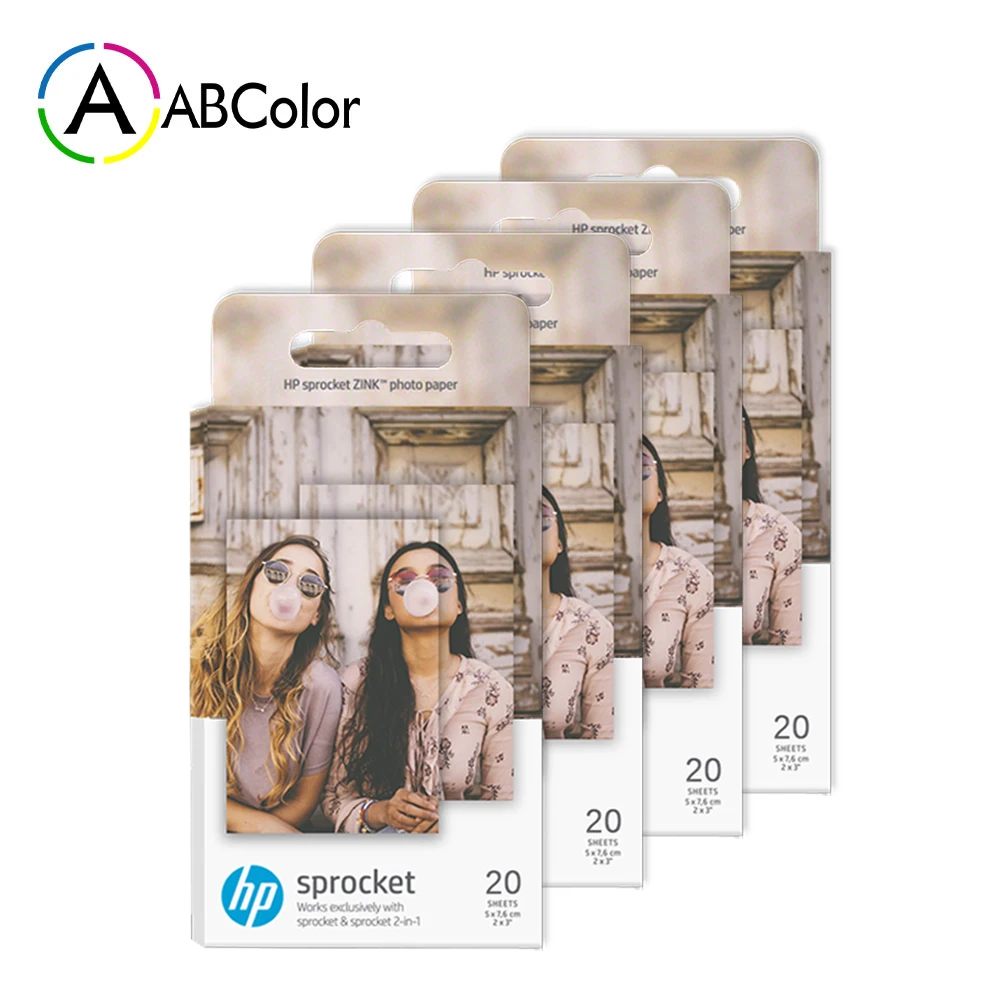 

A ABCOLOR 80 Sheets Photo Paper 2x3" for HP Sprocket Photo Printer Sticky Backed Photo Paper for 2-in-1 Photo Printer 4 boxes