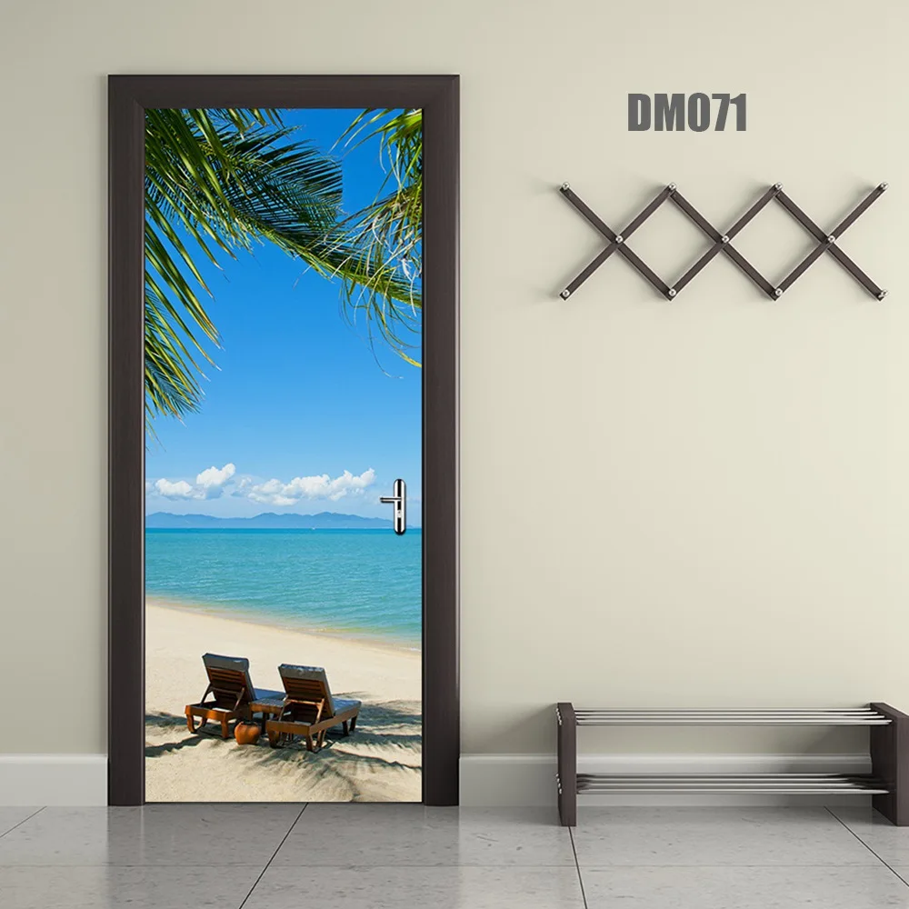 ZHIYU брендовые водонепроницаемые ПВХ обои самоклеящиеся голубое небо пустыня дизайн 3d наклейки на дверь 77*200 см обои на дверь домашний декор - Цвет: DM071