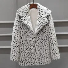 Женское пальто из искусственного меха, зимнее теплое женское леопардовое пальто с отложным воротником, верхняя одежда, утолщенные плюшевые пальто, женская куртка большого размера