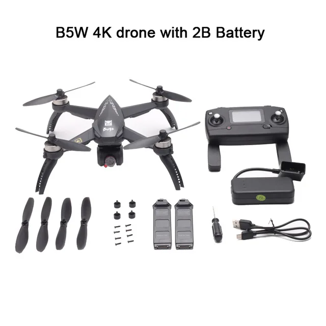 MJX Bugs 5W B5W gps бесщеточный Радиоуправляемый Дрон с 5G 4K Wifi FPV HD, автоматический Квадрокоптер с камерой регулировки VS H117S Радиоуправляемый вертолет Дрон - Цвет: B5W 4K 2Battery