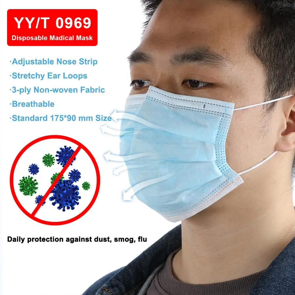 

50 pcs/Bag 3 Layer Non-woven Dust Mask Thickened Anti-dust face masks Safe Breathable face mask