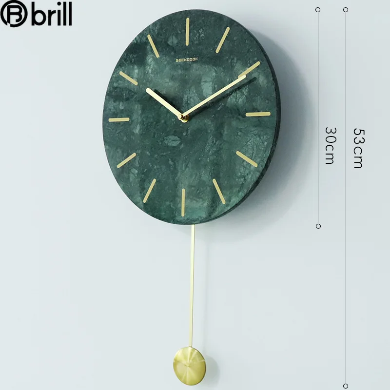 

European-Style Marble Wall Clock Modern Creative Gold Big Swing Clocks Wall Home Decor Silent Living Room Pendule Murale Gift