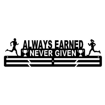 

Wall-mounted Medal Display Rack Always Earned Never Given Iron Sports Medal Storage Hook Hanger Holder for Home Decoration