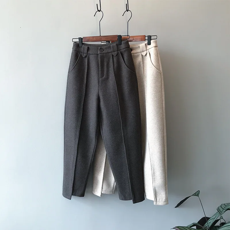 Mooirue зима осень Pantalon женские Harajuku Ol шерстяные Haren Высокая талия редис Высокая талия Женские панталоны низ