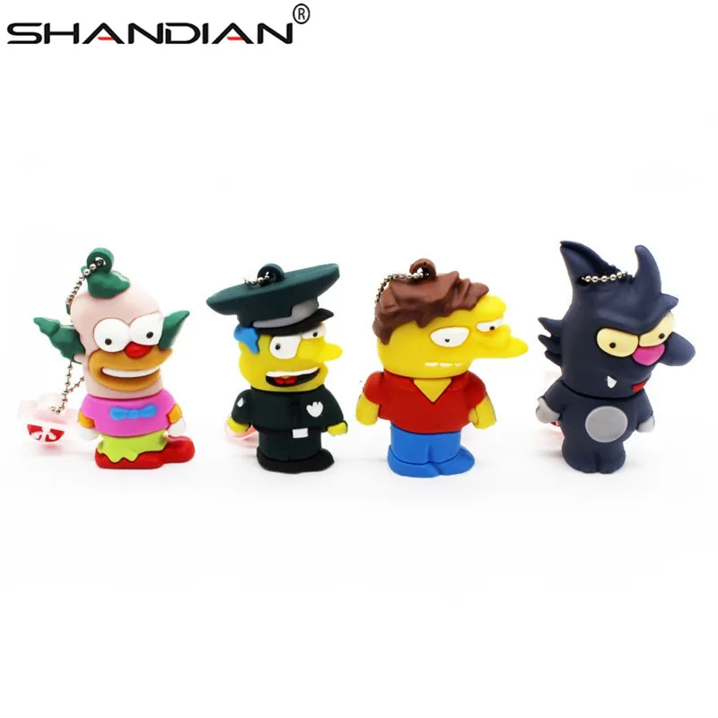 SHANDIAN Bart Simpson Mouse Wolf 4 ГБ 8 32 64 Гб карта памяти U Disk PenDrive Homer Pen Drive USB Flash Drive|flash drive|usb flash