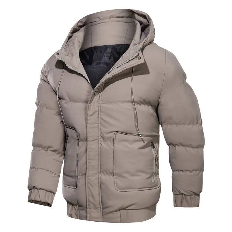 S. ARCHON, зимняя утепленная мужская куртка с капюшоном, хлопковая теплая куртка-бомбер, однотонная Свободная куртка, Повседневная Уличная куртка с капюшоном, мужская куртка большого размера